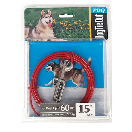 Orrville PDQ Red Tie-Out with Spring Vinyl Coated Cable Dog Tie Out Large Q3515SPG99